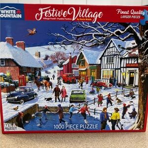 White Mountain Festive Village 1000 Piece Puzzle
